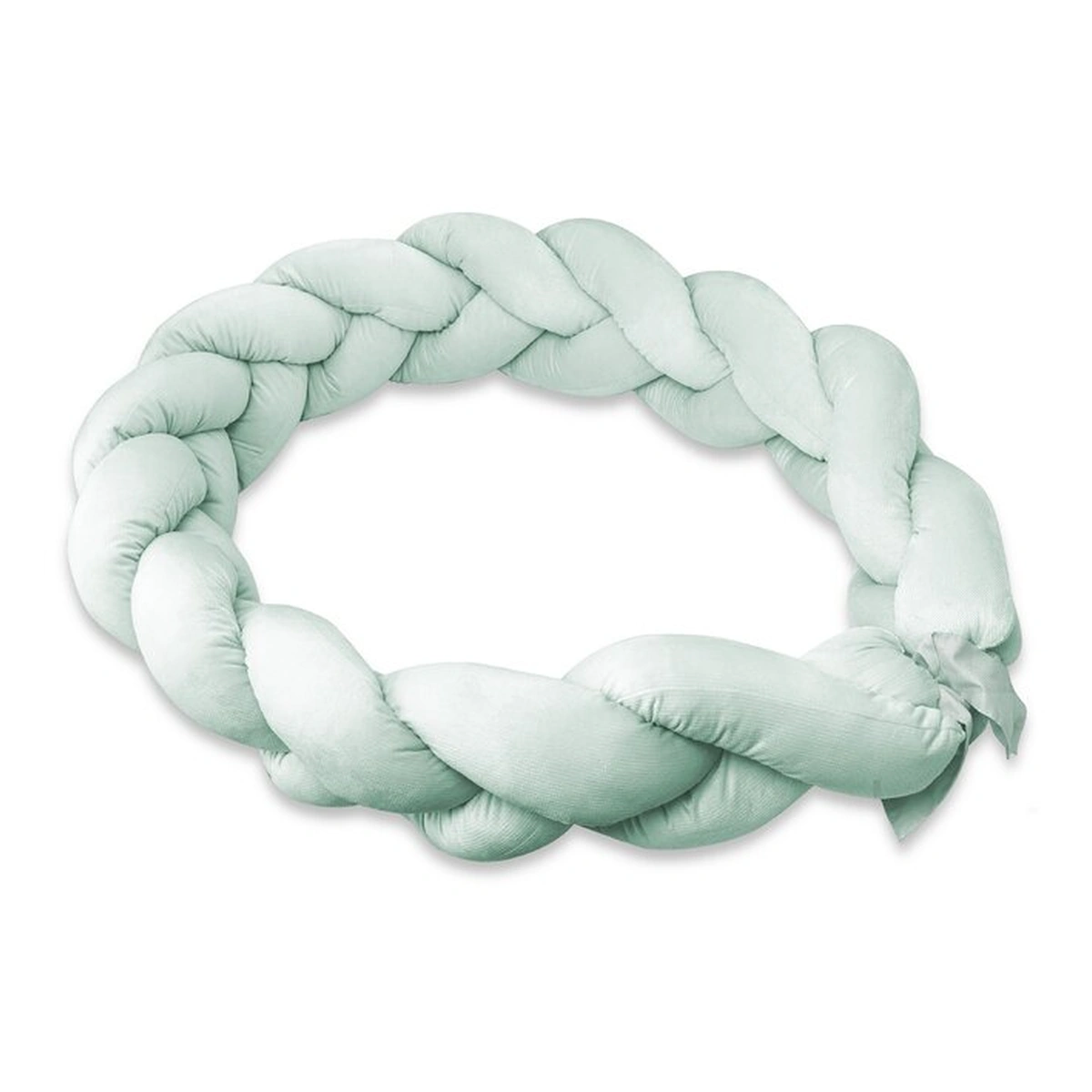 Somnul celor mici - Protectie laterala, MimiNu, Pentru patut, Tip Bumper impletit, Din catifea, 220x23 cm, Cold Mint