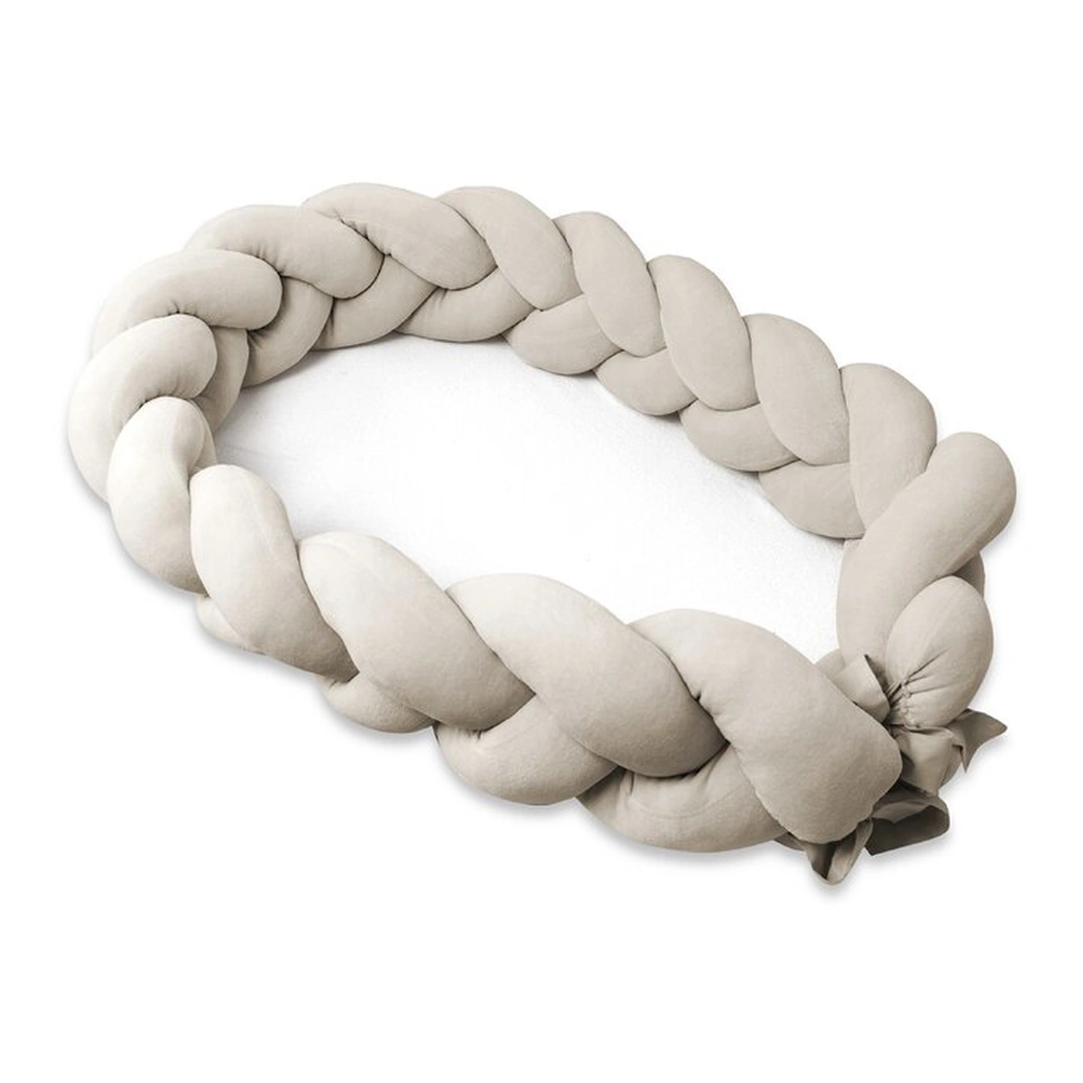 Somnul celor mici - Protectie laterala, MimiNu, Pentru patut, Tip Bumper impletit, Din catifea, 240x23 cm, Soft, Beige