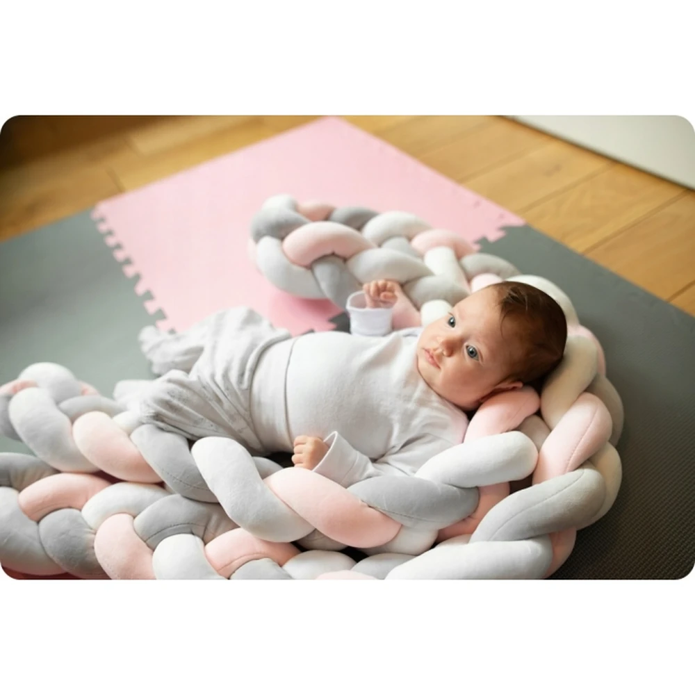 Protectie laterala pentru patut, impletita, 2 m, Ricokids - Roz [4]