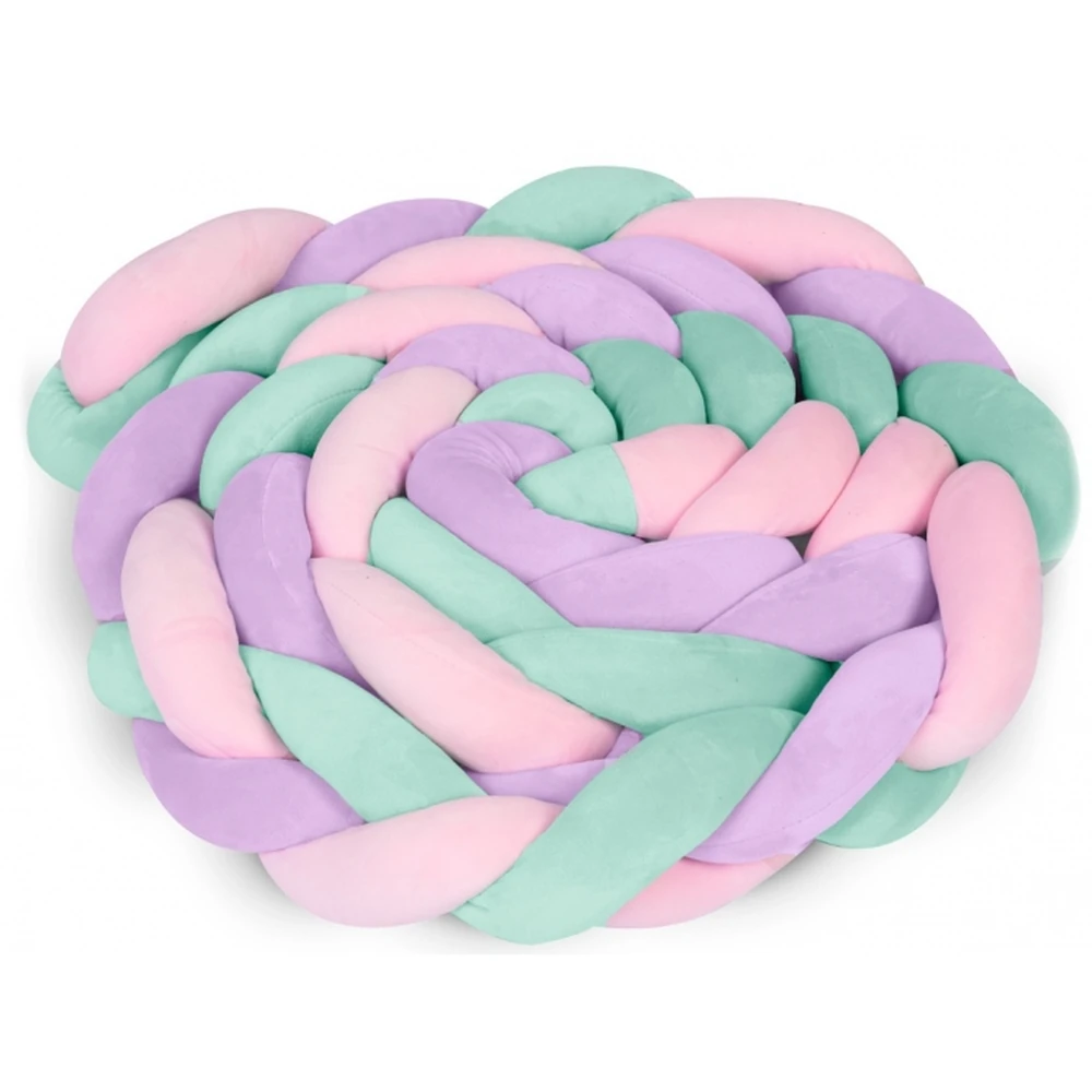 Aparatori patut - Protectie laterala pentru patut, impletita, 3 M, Ricokids - Roz - Mov - Turcoaz