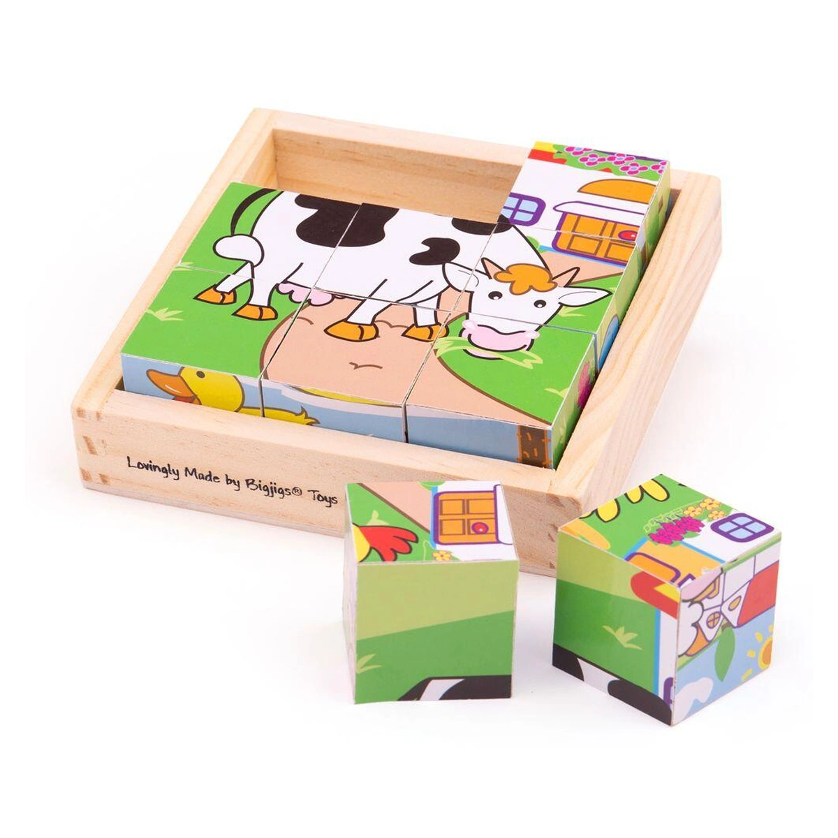 Puzzle-uri si incastre - Puzzle cubic - animale domestice de la BIGJIGS Toys