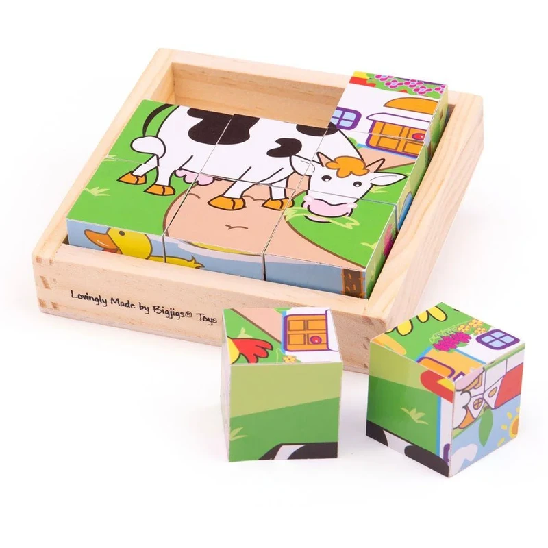 Jucarii interactive - Puzzle cubic - animale domestice de la BIGJIGS Toys