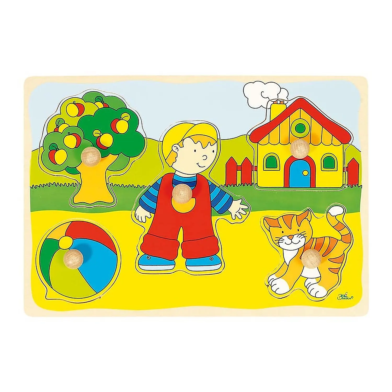 Puzzle-uri si incastre - Puzzle din lemn Baietel si Pisicuta