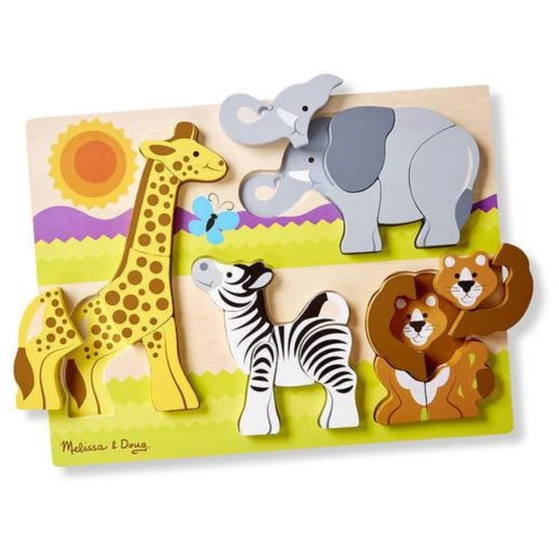 Puzzle-uri si incastre - Puzzle din lemn Jumbo Safari Melissa and Doug