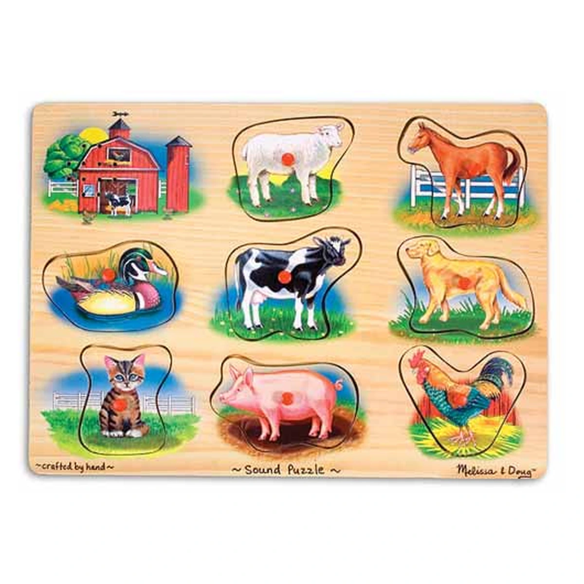 Puzzle-uri si incastre - Puzzle lemn cu sunete Animale de la Ferma Melissa and Doug