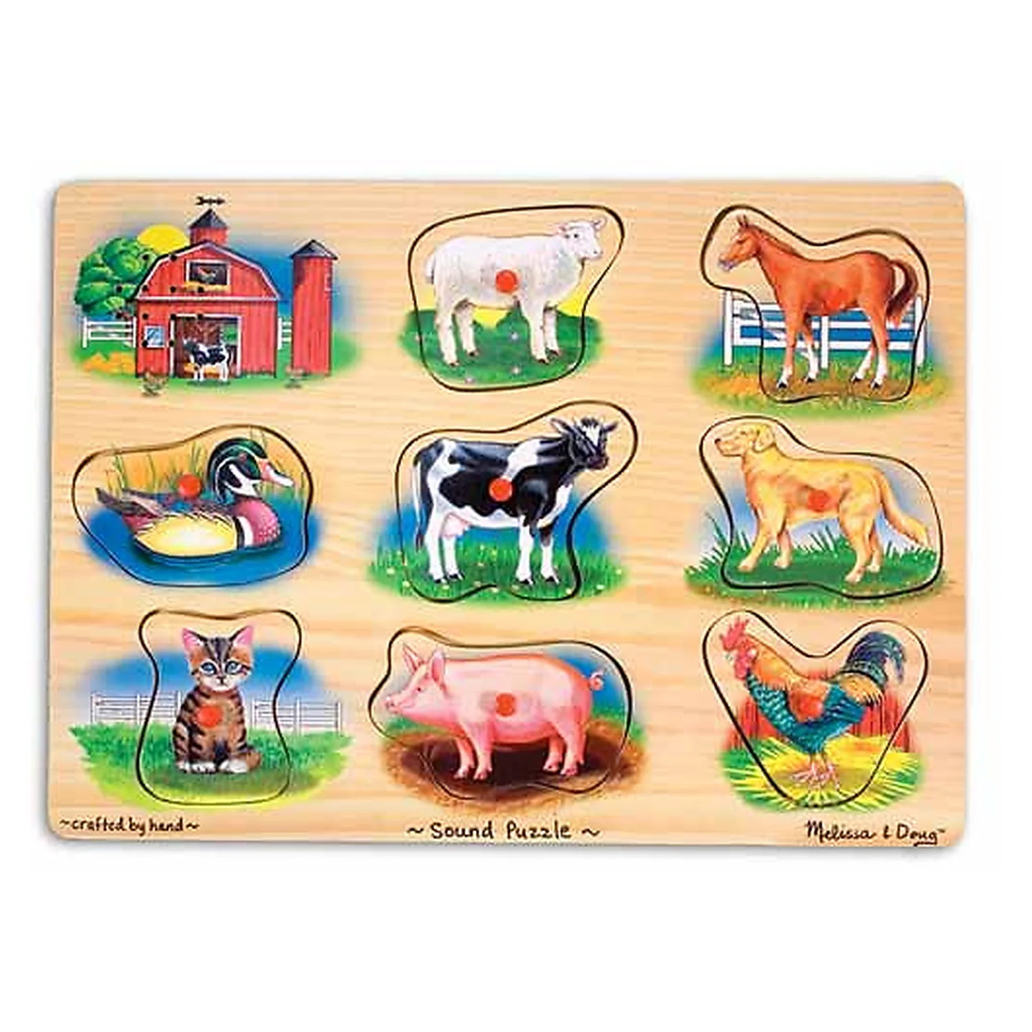 Puzzle-uri si incastre - Puzzle lemn cu sunete Animale de la Ferma Melissa and Doug