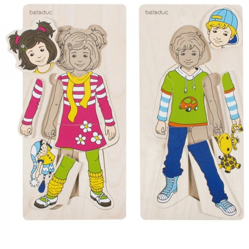 Puzzle-uri si incastre - Puzzle lemn Imbracam copiii Beleduc