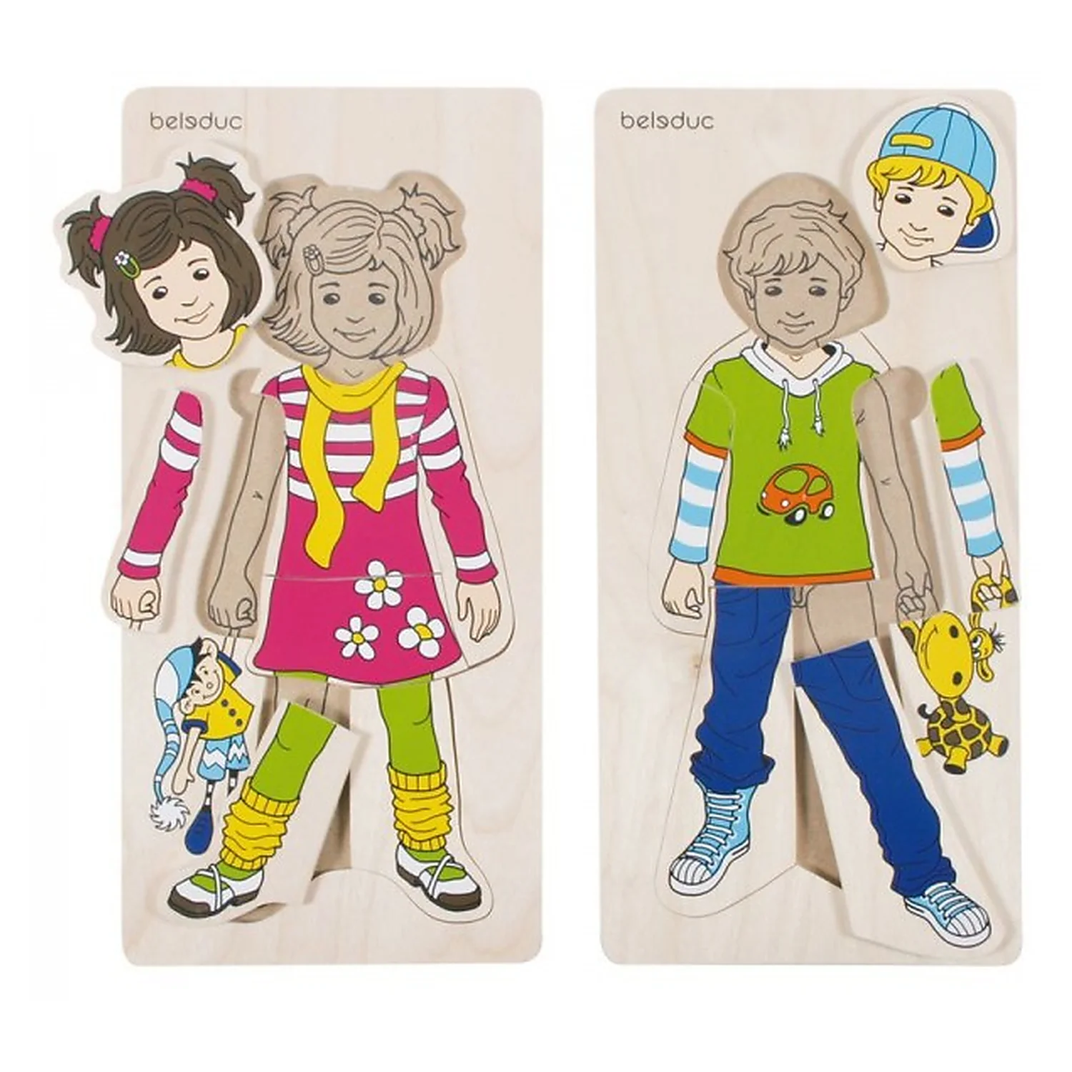 Puzzle-uri si incastre - Puzzle lemn Imbracam copiii Beleduc