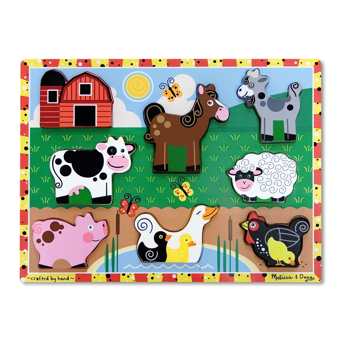 Puzzle-uri si incastre - Puzzle lemn in relief Animale de ferma Melissa and Doug