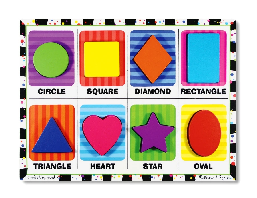 Jocuri si creativitate - Puzzle lemn in relief Forme geometrice Melissa and Doug