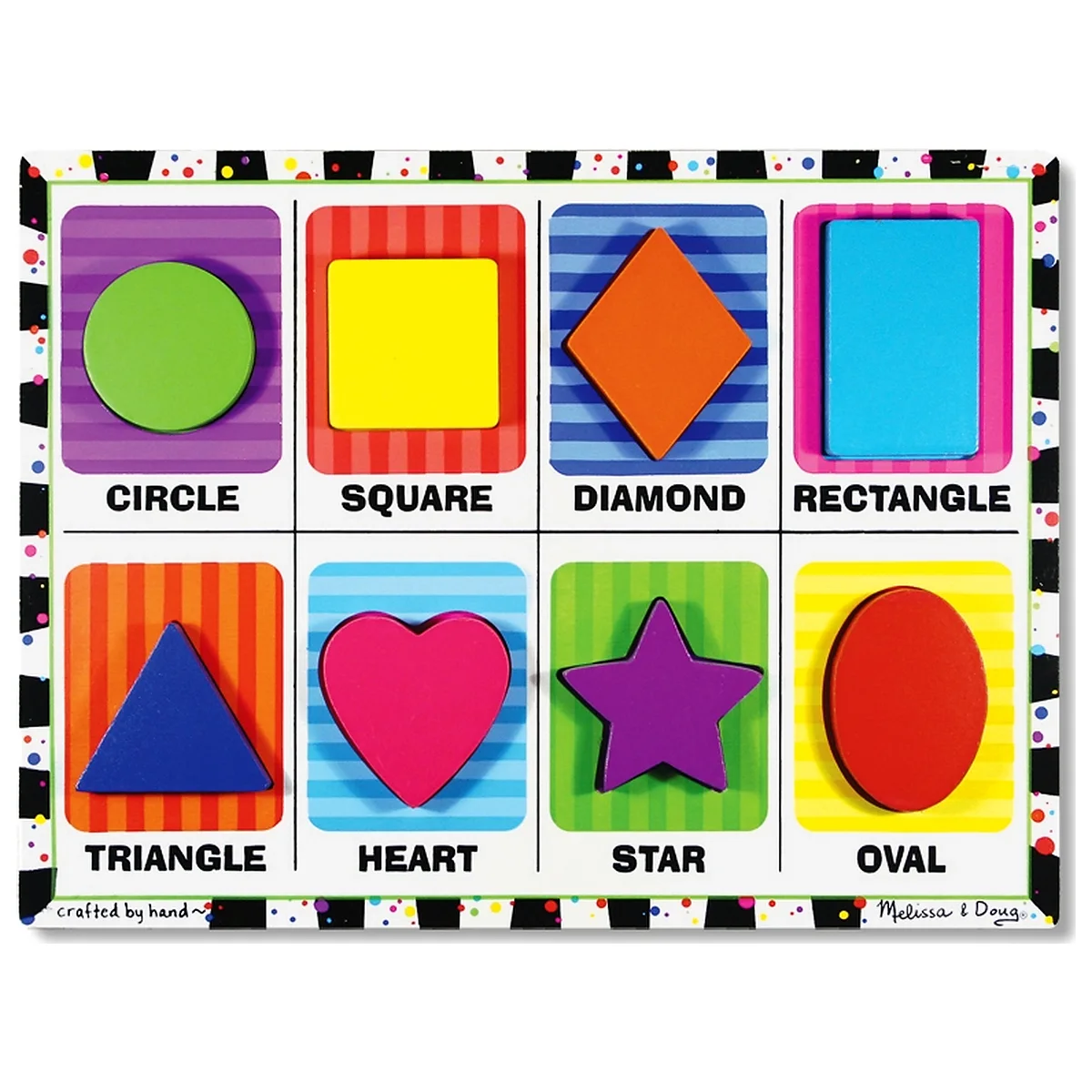 Jocuri si creativitate - Puzzle lemn in relief Forme geometrice Melissa and Doug