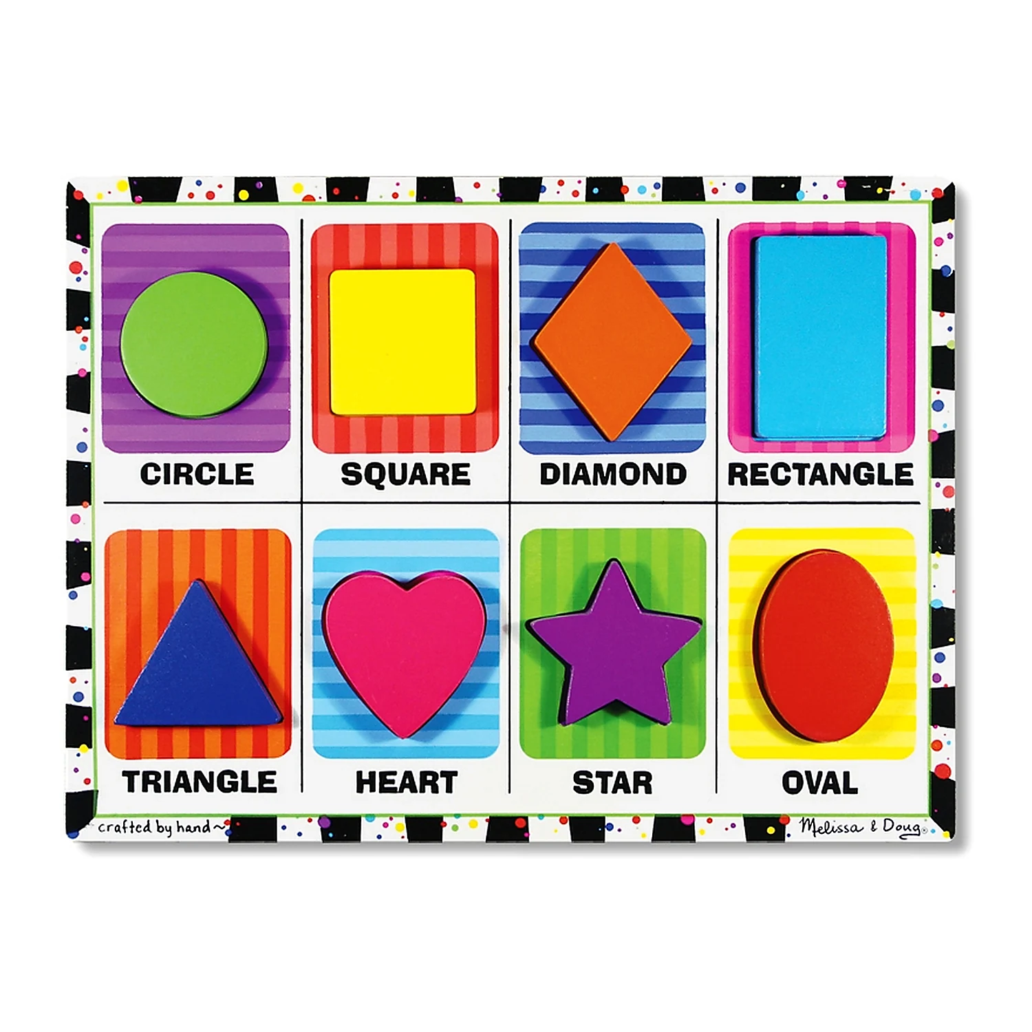 Jocuri si creativitate - Puzzle lemn in relief Forme geometrice Melissa and Doug