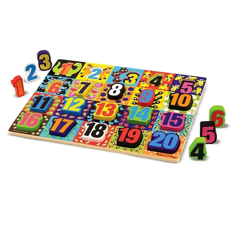 Puzzle-uri si incastre - Puzzle lemn in relief Numere de la 1 la 20 - Melissa and Doug