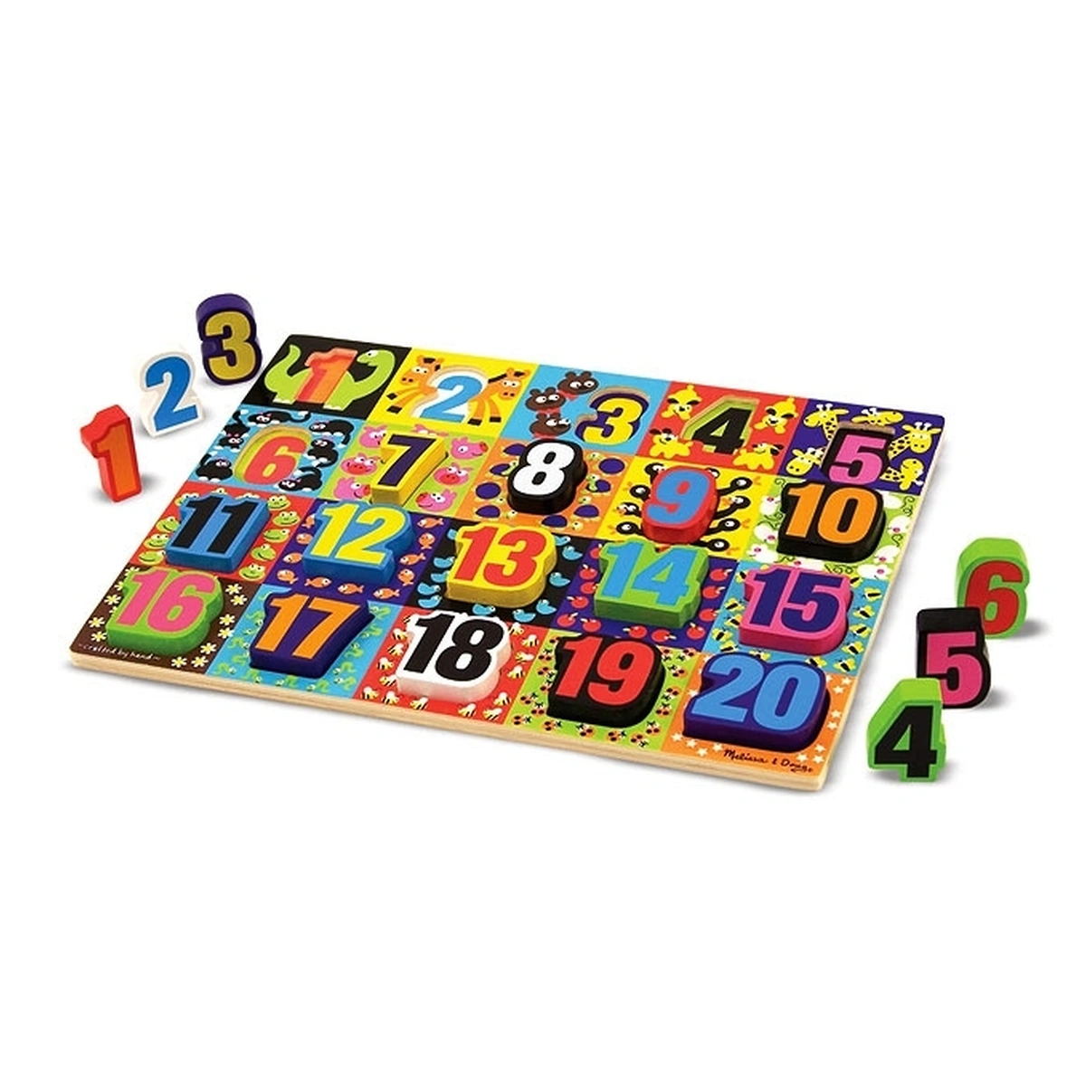Puzzle-uri si incastre - Puzzle lemn in relief Numere de la 1 la 20 - Melissa and Doug
