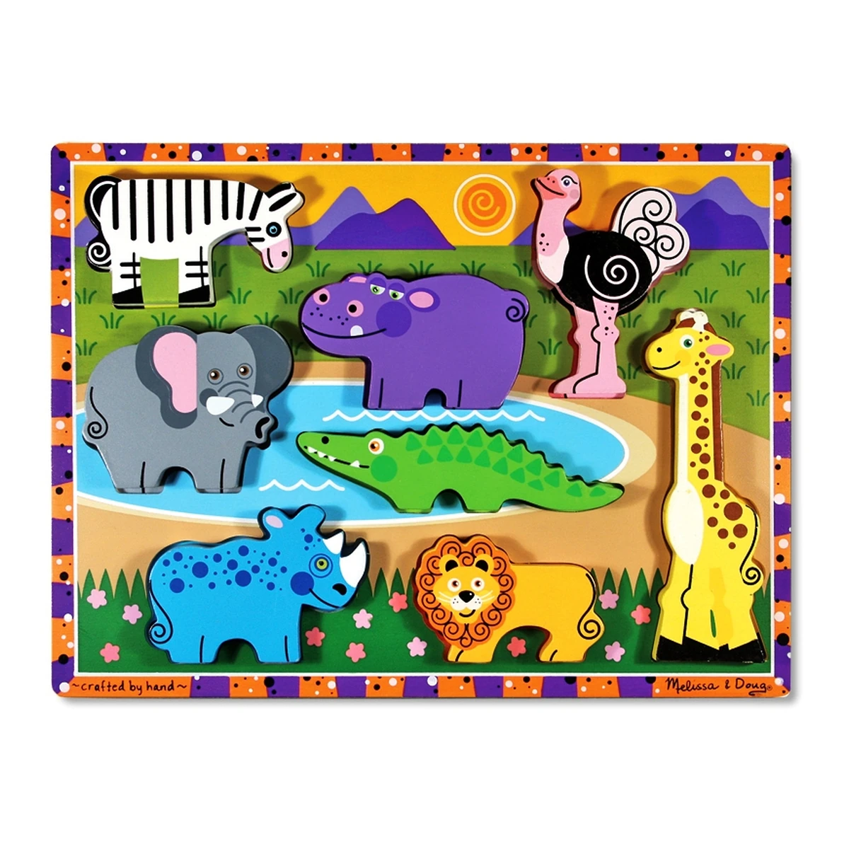 Puzzle-uri si incastre - Puzzle lemn in relief Safari Melissa and Doug
