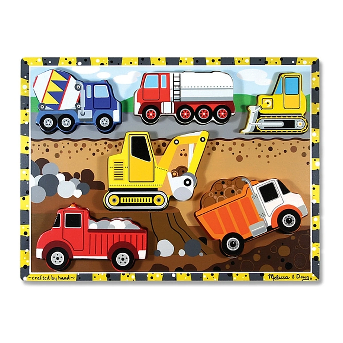 Puzzle-uri si incastre - Puzzle lemn in relief Utilaje pentru constructii Melissa and Doug