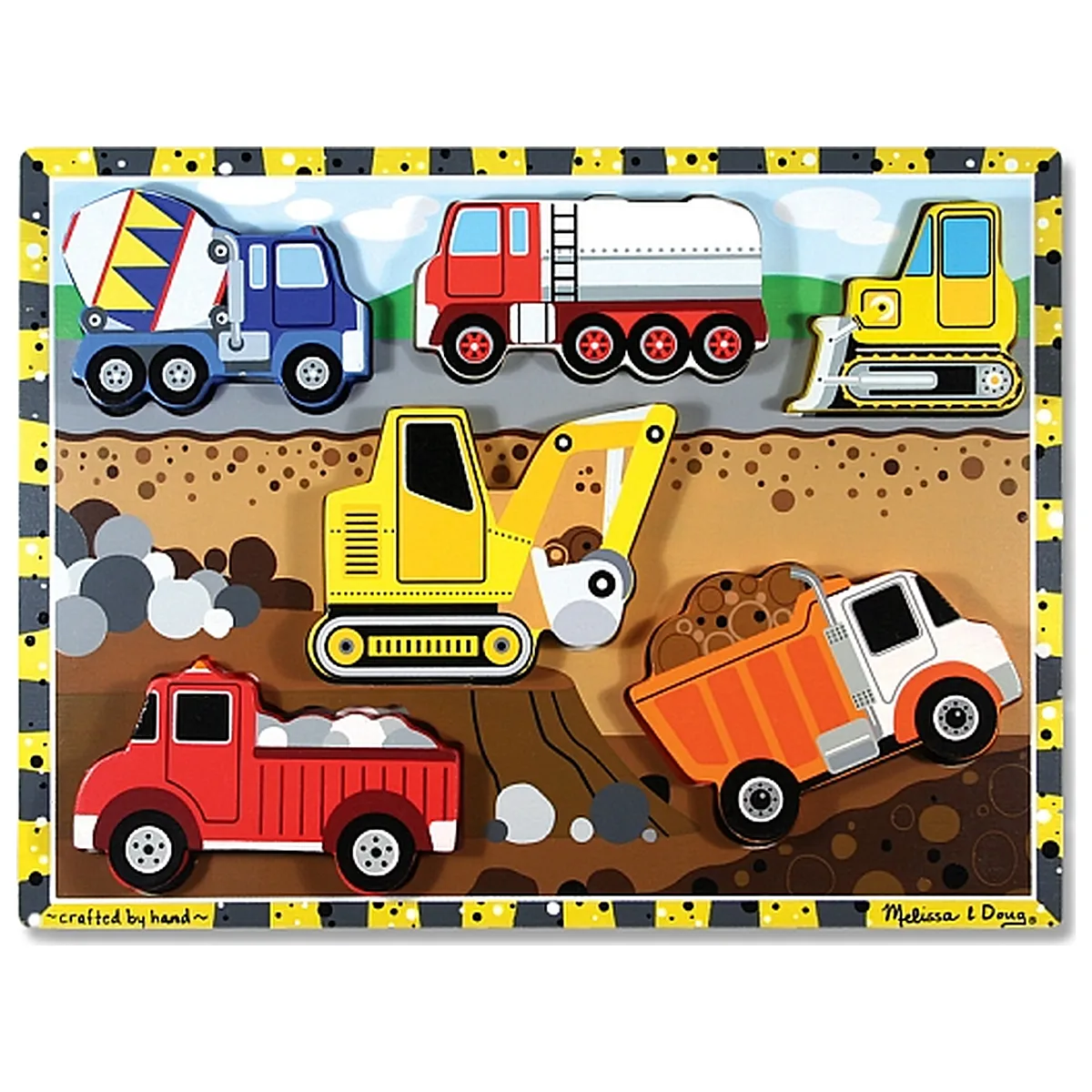 Puzzle-uri si incastre - Puzzle lemn in relief Utilaje pentru constructii Melissa & Doug