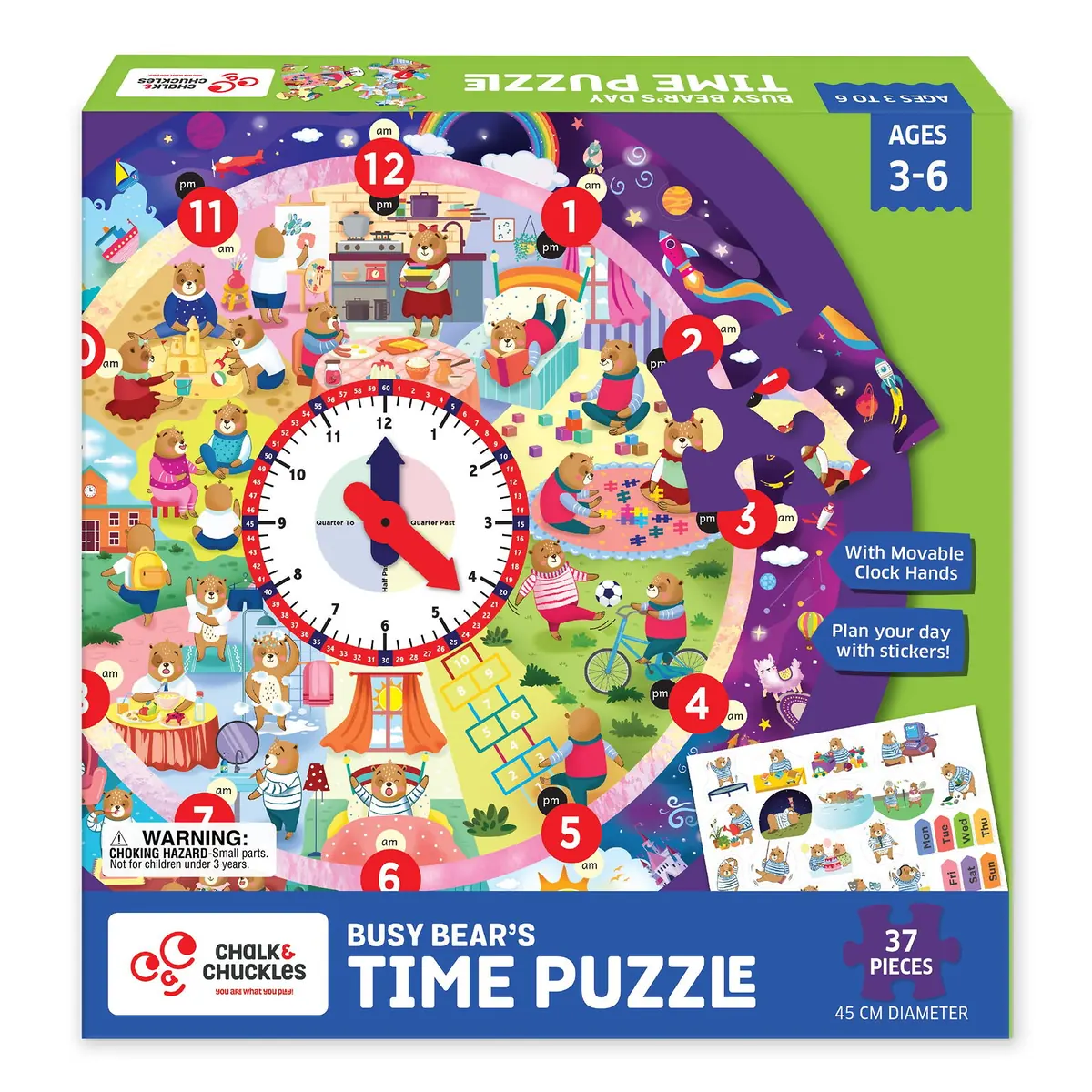 Puzzle-uri si incastre - Puzzle - Ursuletul invata ceasul