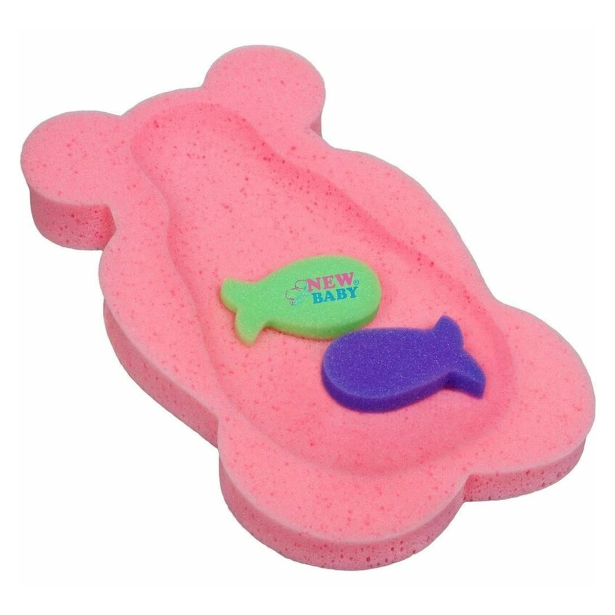 Suporturi si scaune baita - Reductor de baie, New Baby, Maxi, Din burete, 58 cm, Cu jucarii din spuma, Bear Pink