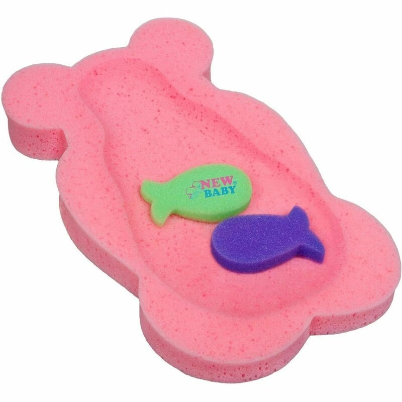 Suporturi si scaune baita - Reductor de baie, New Baby, Maxi, Din burete, 58 cm, Cu jucarii din spuma, Bear Pink