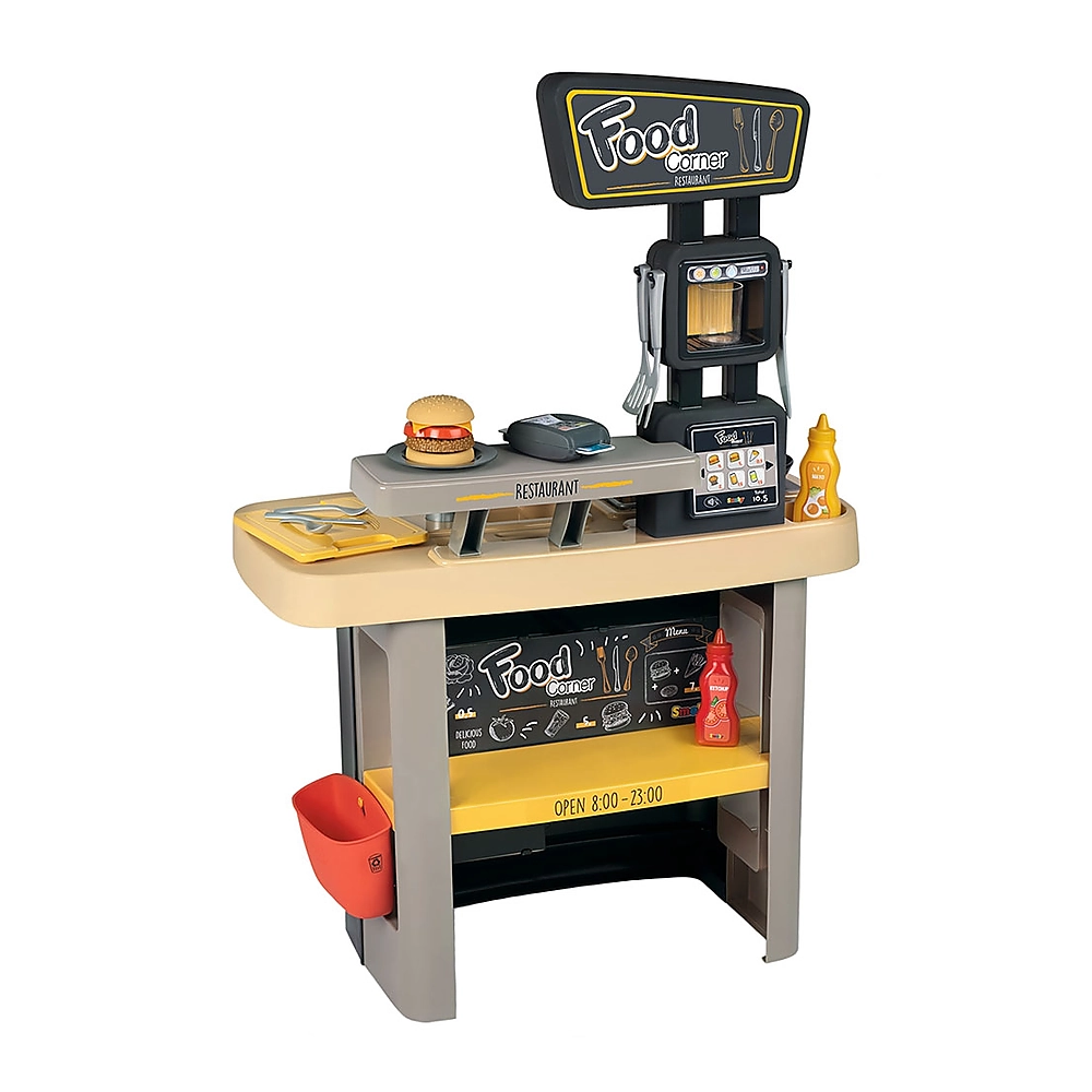 Bucatarii de joaca din lemn - Restaurant pentru copii Smoby Food Corner negru