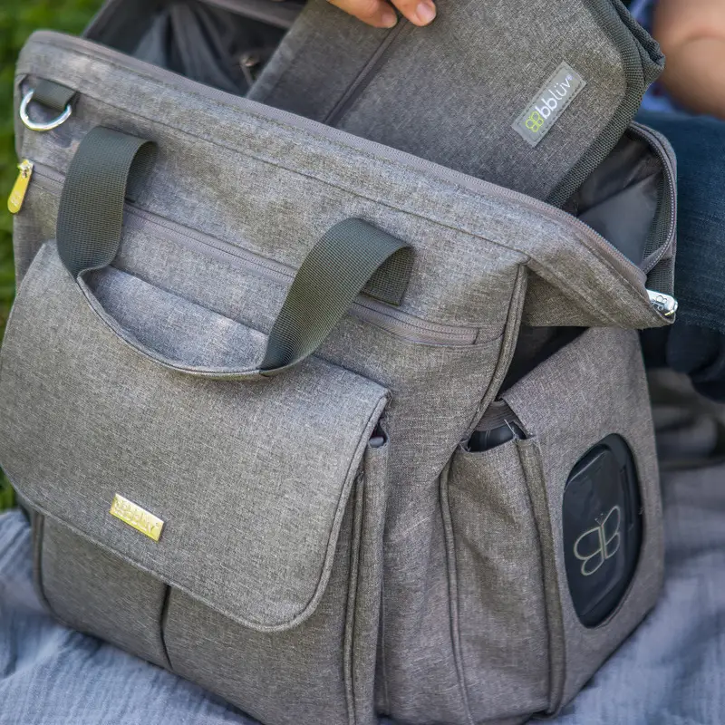 Rucsac pentru mamici, Bbluv, Metro, Include cutie pentru servetele umede si salteluta de schimbare, Grey [2]