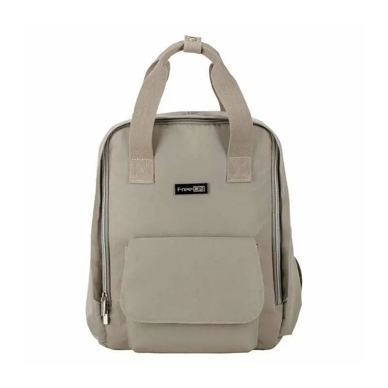 Genti pentru mamici - Rucsac pentru mamici, FreeON, Style, Impermeabil, prindere universala de carucior, 28x28x12 cm, Grey/Beige
