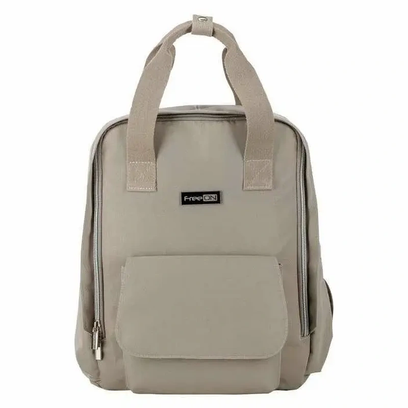 Pentru mami - Rucsac pentru mamici, FreeON, Style, Impermeabil, prindere universala de carucior, 28x28x12 cm, Grey/Beige