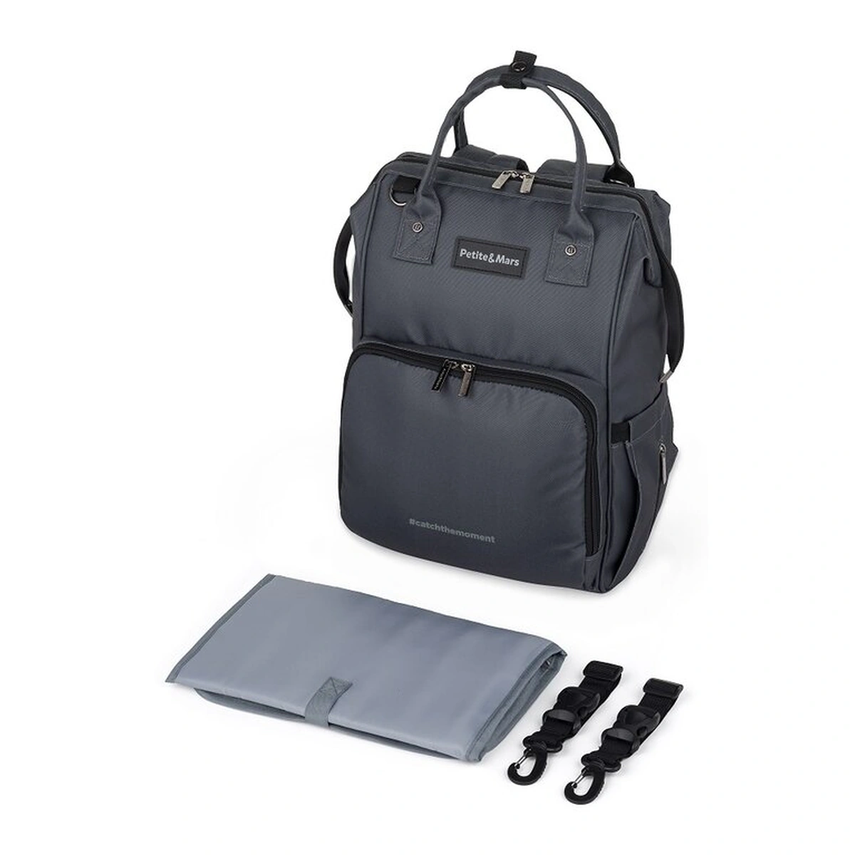 Genti pentru mamici - Rucsac pentru mamici, Petite&Mars, Jack, 30 x 42 x 15 cm, Ultimate Grey