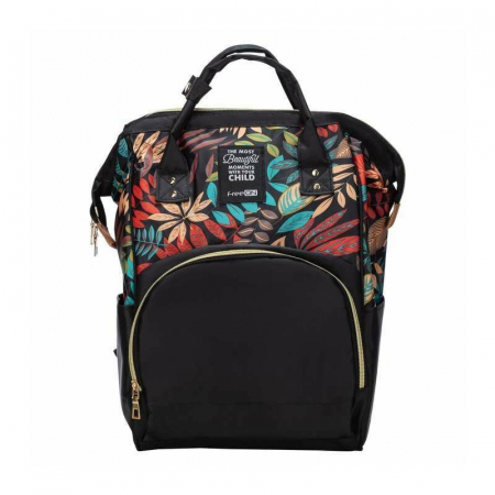 Pentru mami - Rucsac pentru mamici, Simply, Cu multiple compartimente, FreeON, 25 x 16 x 40 cm, Black