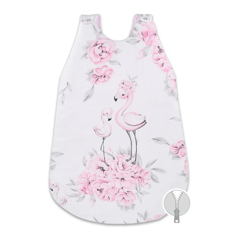 Saci de dormit - Sac de dormit pentru bebelusi, De iarna, Din bumbac certificat Oeko Tex Standard 100, Cu fermoar lateral, Cu capse pe umar, 70 cm, 0 - 6 luni, 2.5 Tog, Peonie Pink