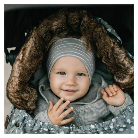 Sac de iarna Polar, FreeON, Pentru carucior, 100x55 cm, Impermeabil, guler detasabil din blanita, interior din fleece, Grey Dots [1]