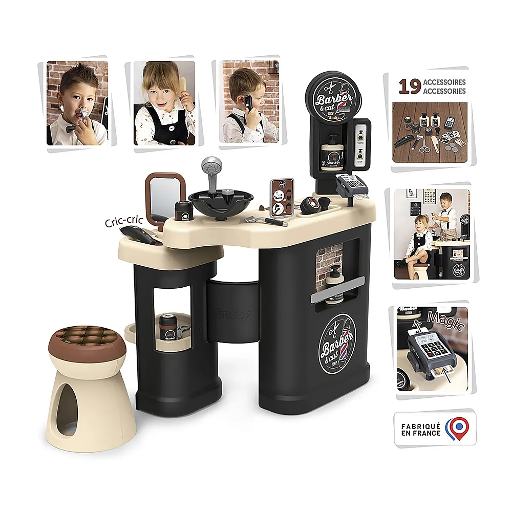 Salon coafura pentru copii Smoby Barber Shop, Barber and Cut negru [1]