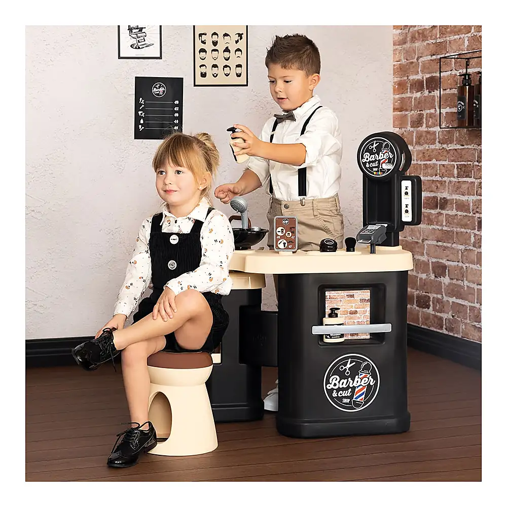 Salon coafura pentru copii Smoby Barber Shop, Barber and Cut negru [7]