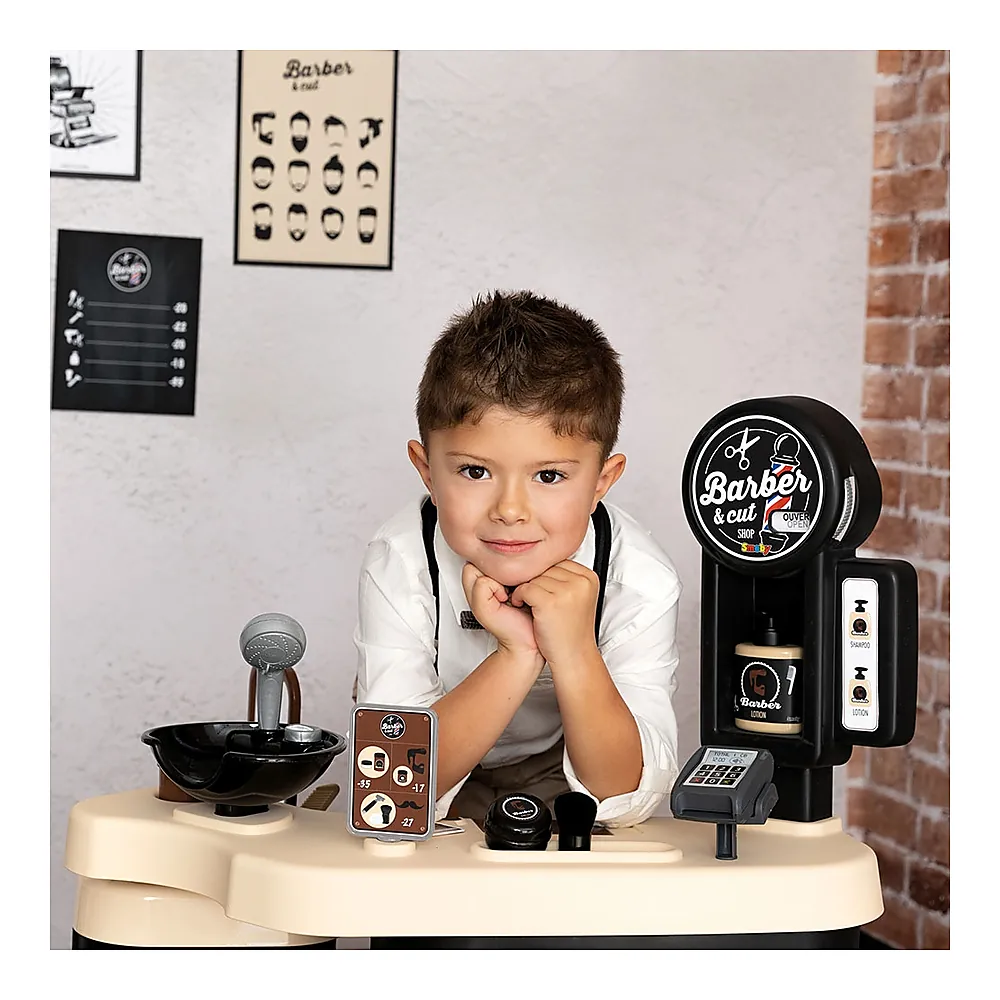 Salon coafura pentru copii Smoby Barber Shop, Barber and Cut negru [6]