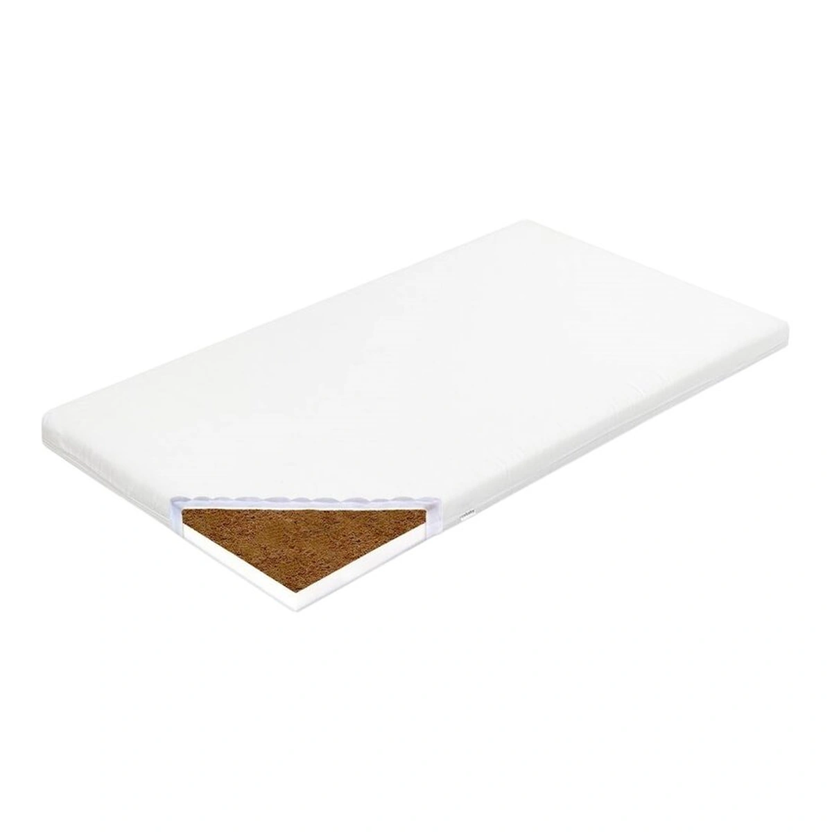 Patuturi copii - Saltea patut bebe, New Baby, 90x40x7 cm, Din spuma si cocos, Cu husa detasabila, Din bumbac, Alb