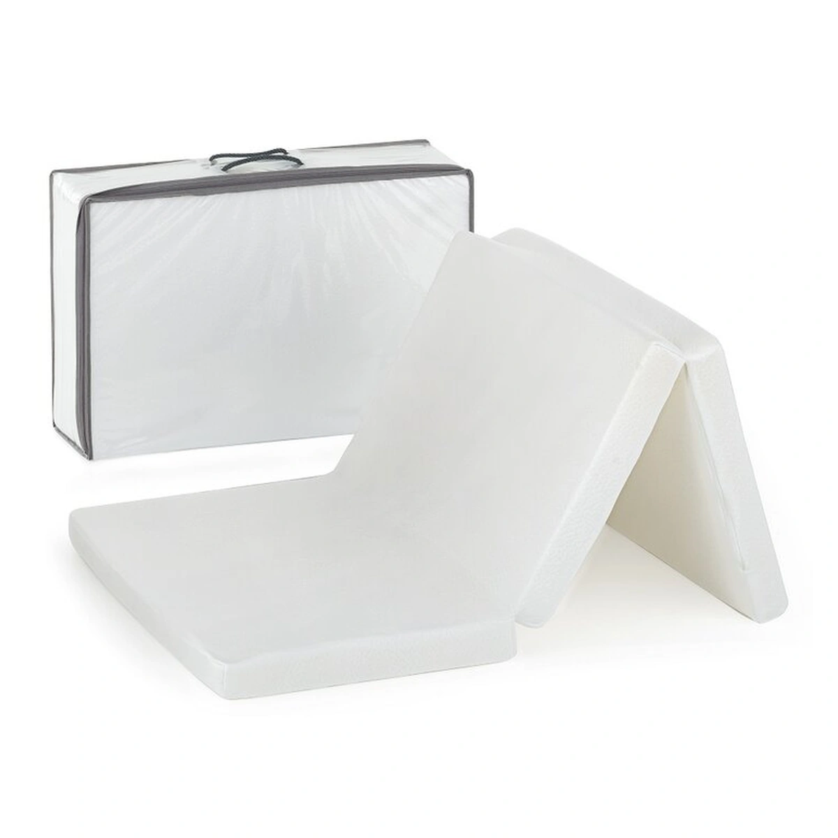 Saltea pliabila, Petite&Mars, Foldie, Multifunctionala, Include o geanta de transport, Cu husa detasabila, Din spuma, 120x60x5 cm, Alb