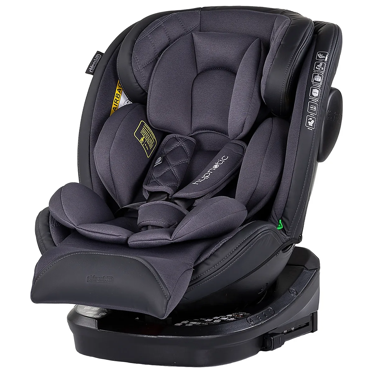Scaune auto - Scaun auto Chipolino Hypnotic I-Size 40-150 cm cu sistem Isofix si sezut rotativ anthracite 12 ani