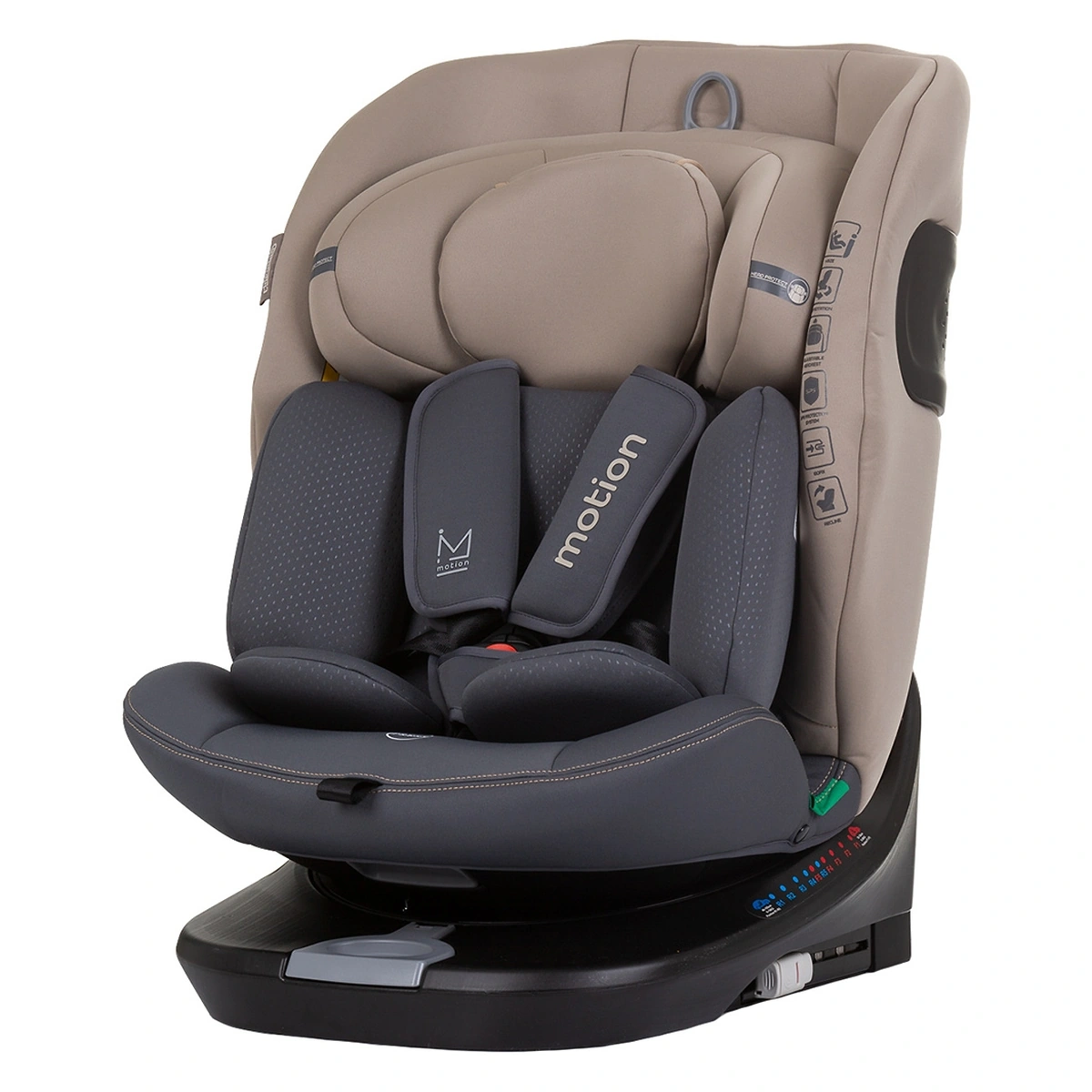 Scaune auto grupa 40-150 cm (0-36 kg) - Scaun auto Chipolino Motion I-Size 40-150 cm macadamia cu sistem Isofix