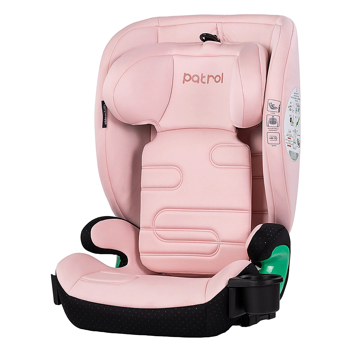 Scaune auto grupa 100-150 cm (15-36 kg) - Scaun auto Chipolino Patrol I-Size 100-150 cm cu sistem Isofix, Powder pink