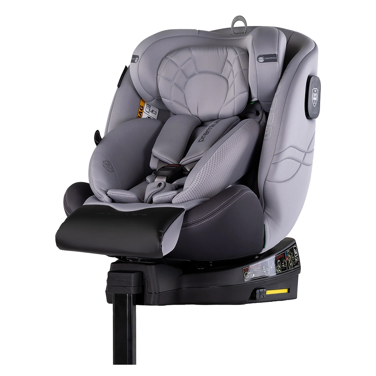 Scaune auto grupa 40-150 cm (0-36 kg) - Scaun auto Chipolino Premium I-Size 40-150 cm cu sistem Isofix, Cloud - Gri