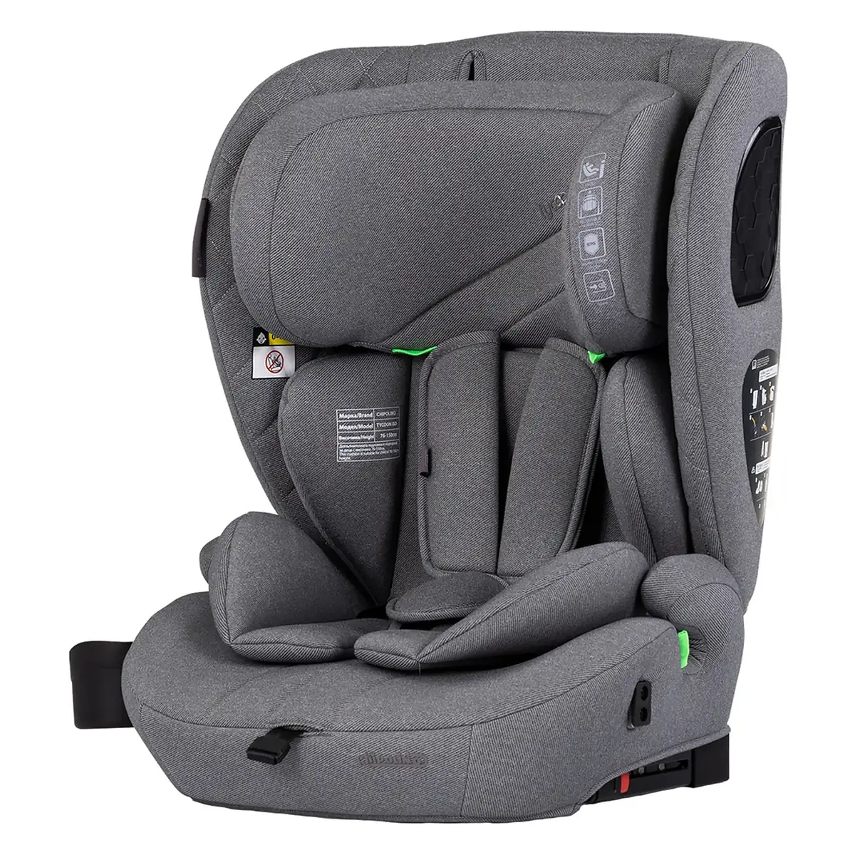 Scaune auto grupa 70-150 cm (9-36 kg) - Scaun auto Chipolino Tycoon Iso I-Size 76-150 cm cu sistem Isofix, Cloud - Gri