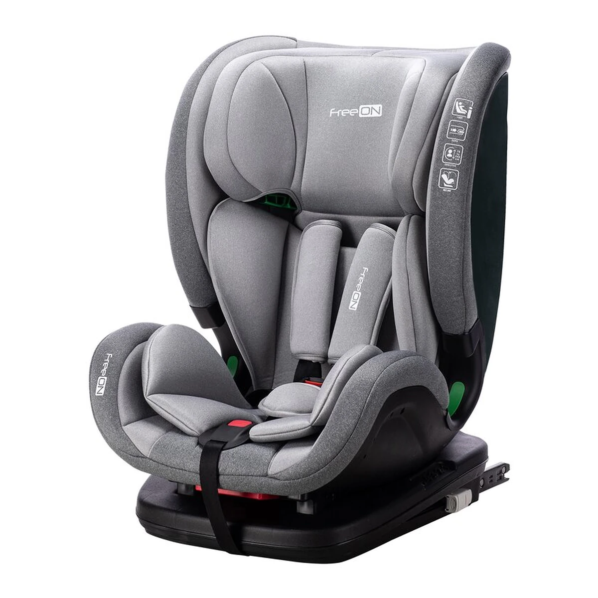 Scaune auto grupa 70-150 cm (9-36 kg) - Scaun auto, FreeON, Trex, Pentru copii, I-Size, 76 - 150 cm, Tehnologie Isofix + Top Tether, Spatar si tetiera reglabile, Conform ECE R129, Grey