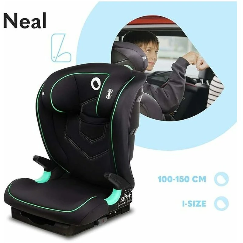 Lionelo - Scaun auto Neal Onix Spatar reglabil, Baza i-size, 15-36 Kg, cu Isofix, Conform cu standardul european de securitate ECE R129, Negru [23]