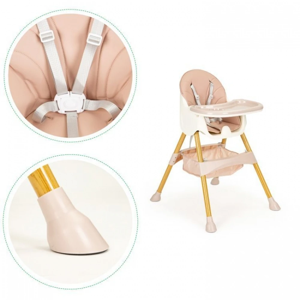 Scaun de masa 2 in 1 Ecotoys Roz, reglabil copii [2]