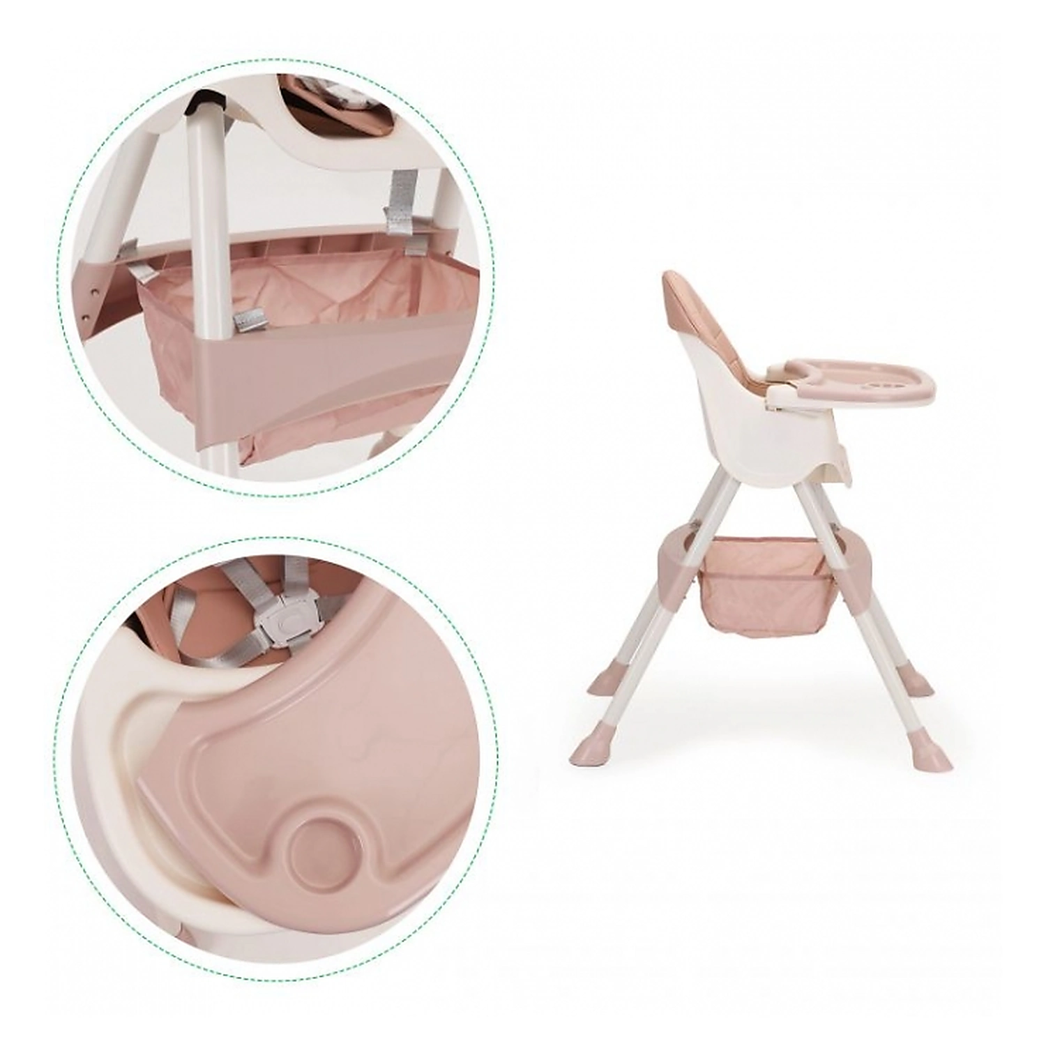 Scaun de masa 2 in 1 Ecotoys - Roz 6 luni [3]