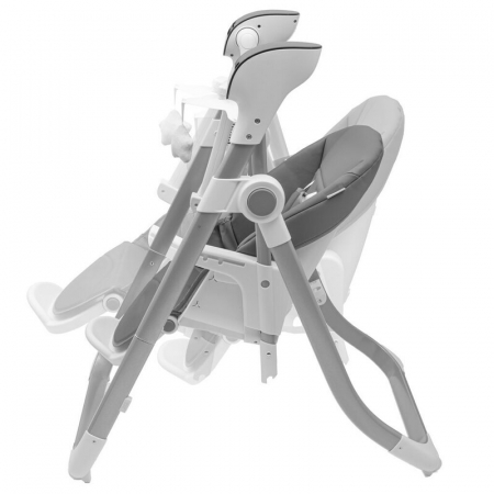 Scaun de masa 2 in 1, New Baby, Smart, leagan pentru copii, telecomanda, 5 viteze de leganare, melodii si jucarii, 0-36 luni, Grey [3]