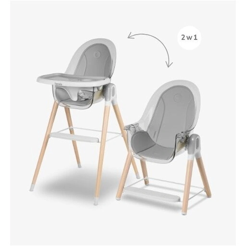 Lionelo - Scaun de masa Maya, 2 in 1, Transformabil, 3 pozitii de inclinare, Conform cu standardele europeane de securitate EN14988, EN12790, White [21]