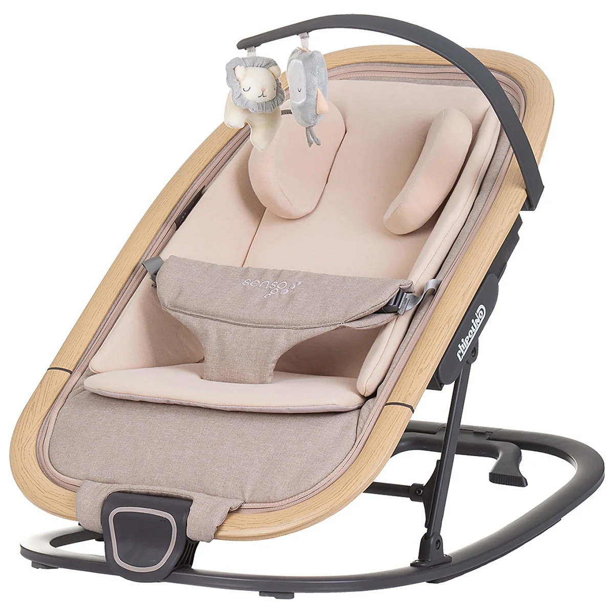 Balansoare si leagane bebelusi - Scaunel balansoar Chipolino Senso biscotta wood 6 luni