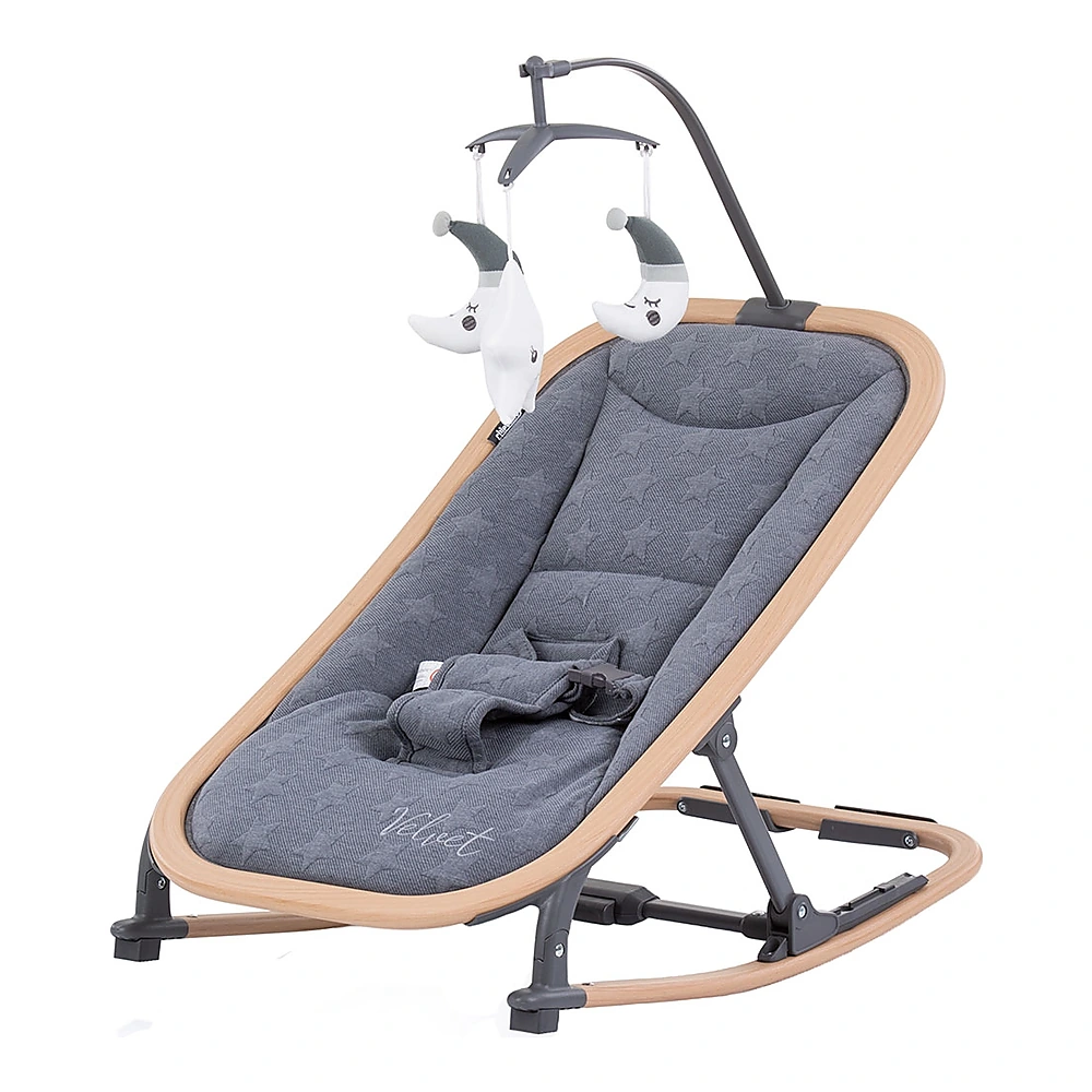 Balansoare si leagane bebelusi - Scaunel balansoar Chipolino Velvet graphite wood